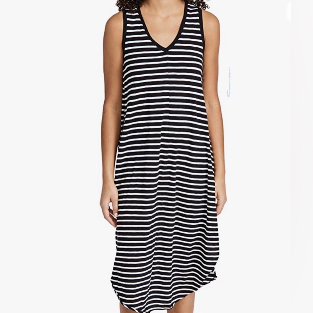 🌴 Z SUPPLY XL REVERIE V-NECK BLK & WHITE STRIPPED TANK MAXI DRESS! ❤️ - Picture 5 of 12